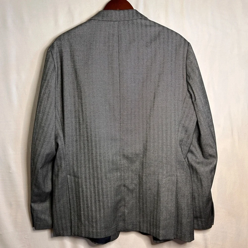 Lauren Ralph Lauren Sport Coat Blazer Mens 44R Gray Herringbone Poly Stretch